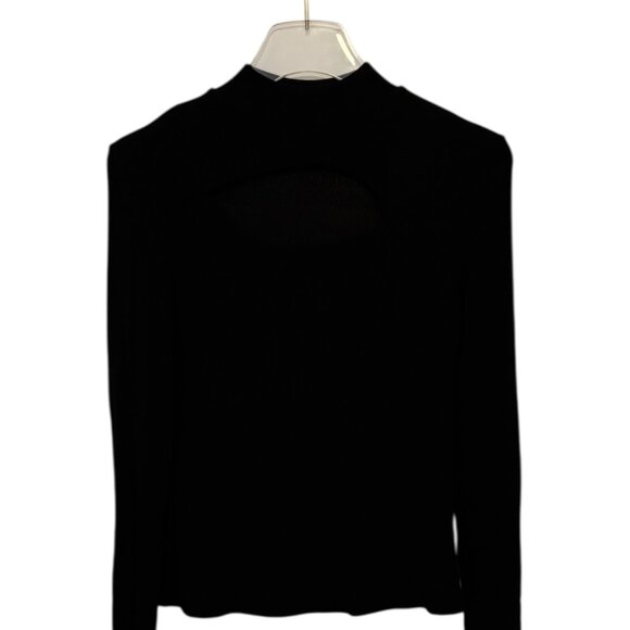 "Unlabeled "Ribbed Mock Neck Cutout Top Black Women’s S/M NWOT - Picture 3 of 5